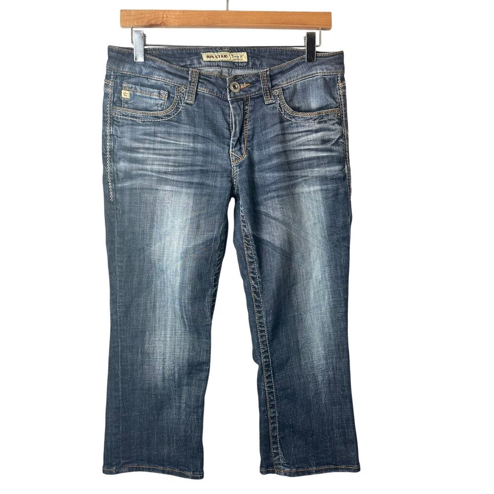 Big Star Jean Capris Women’s 29 Thick Stitch Y2K Western Stretch Low Rise Retro